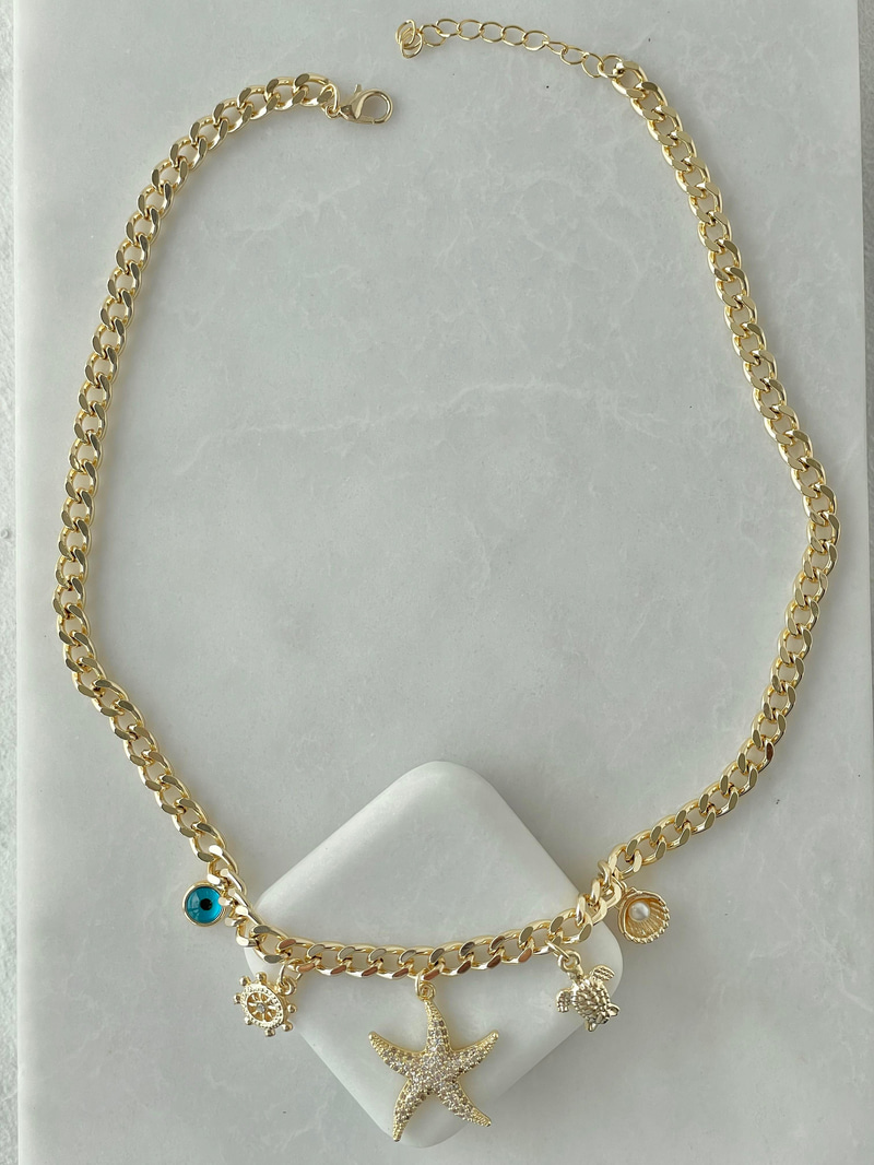 Deniz Temalı Kolye Gold