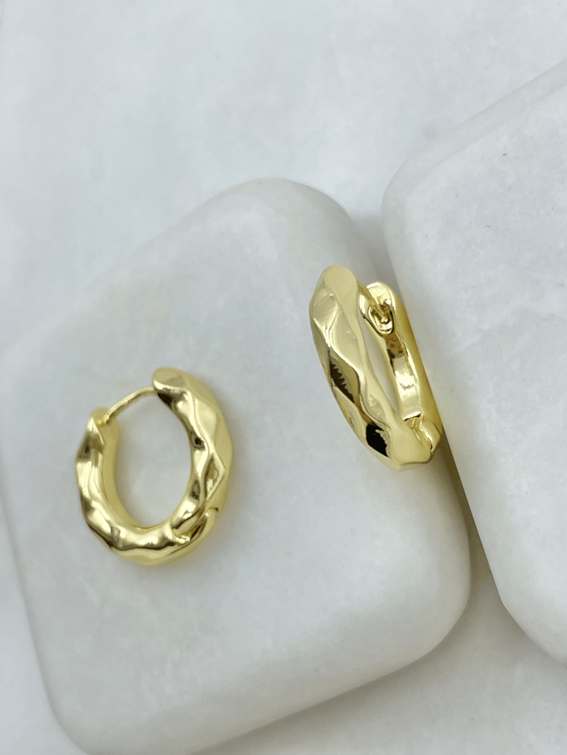 Altın Kaplama İşlemeli Basic Halka Küpe Gold
