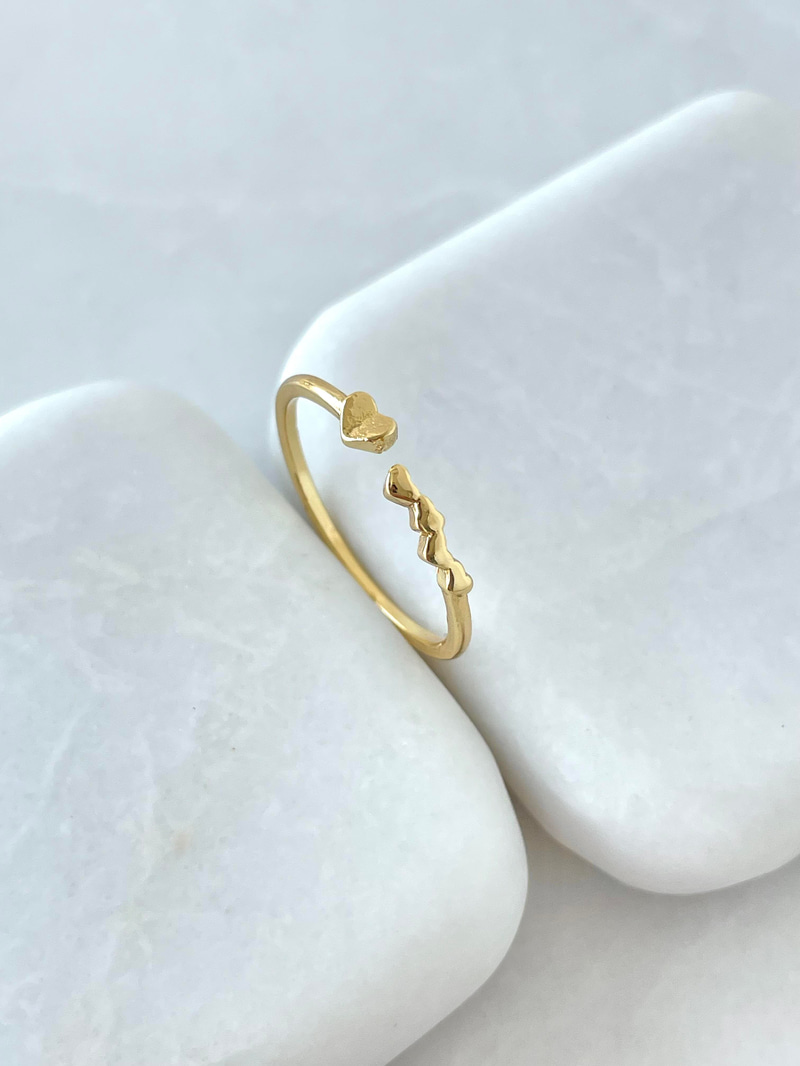Altın Kaplama Minik Kalpli Yüzük Gold