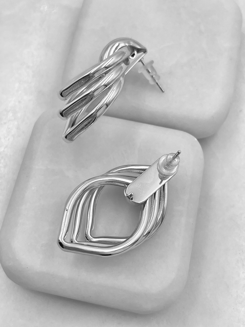 Altın Kaplama Yaprak Vintage Küpe Gümüş