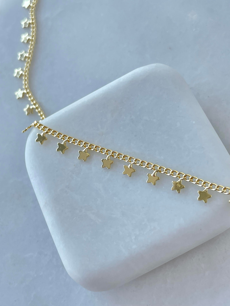Altın Kaplama Yıldız Sallantılı Zincir Kolye Gold