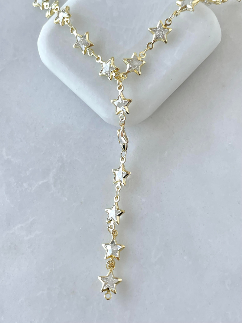 Altın Kaplama Kristal Yıldız Y Model Kolye Gold
