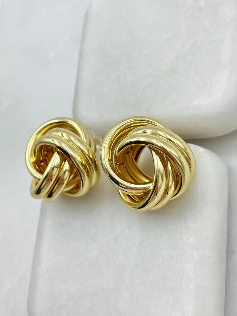 Altın Kaplama Düğüm Küpe 2.2 cm Gold