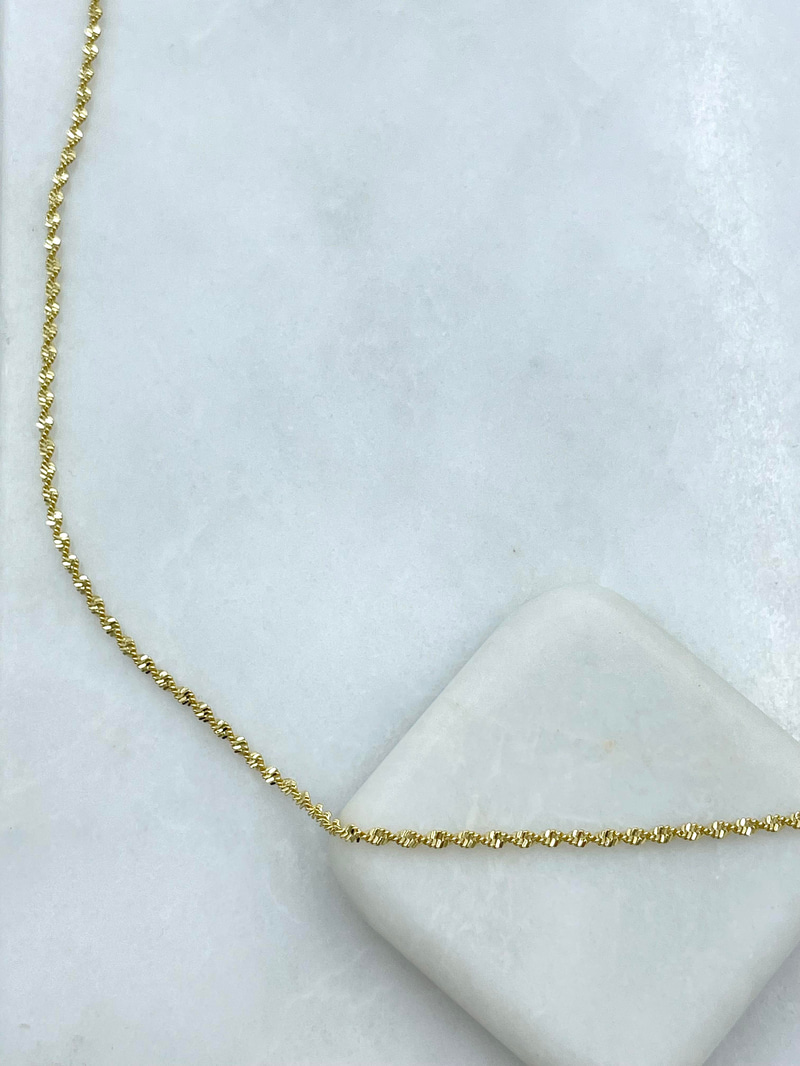 Altın Kaplama Minimal İkili Sarmal Kolye 50 cm Gold