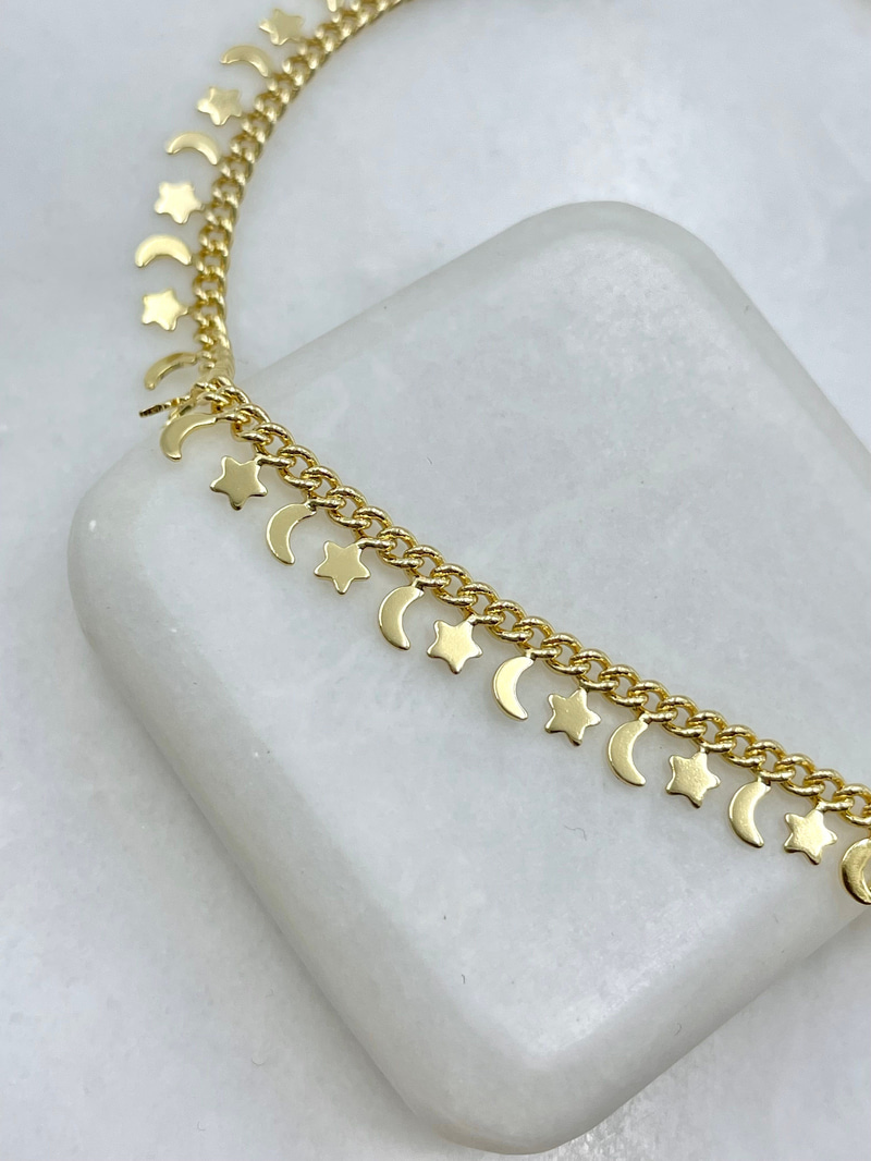 Altın Kaplama Ay Yıldız Sallantılı Halhal Gold