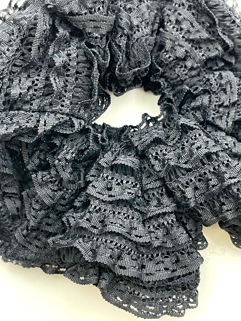 Dantel Kumaş Scrunchie Toka Siyah