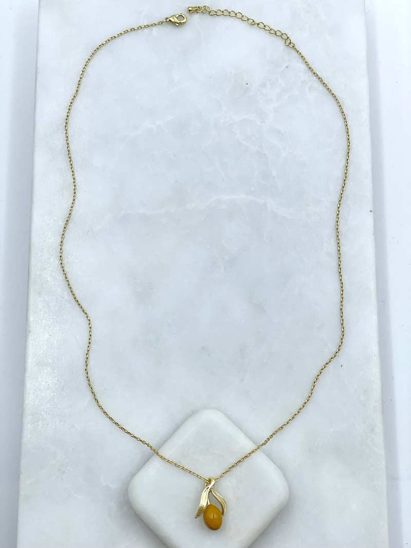 Altın Kaplama Zeytin Kolye 50 cm Gold