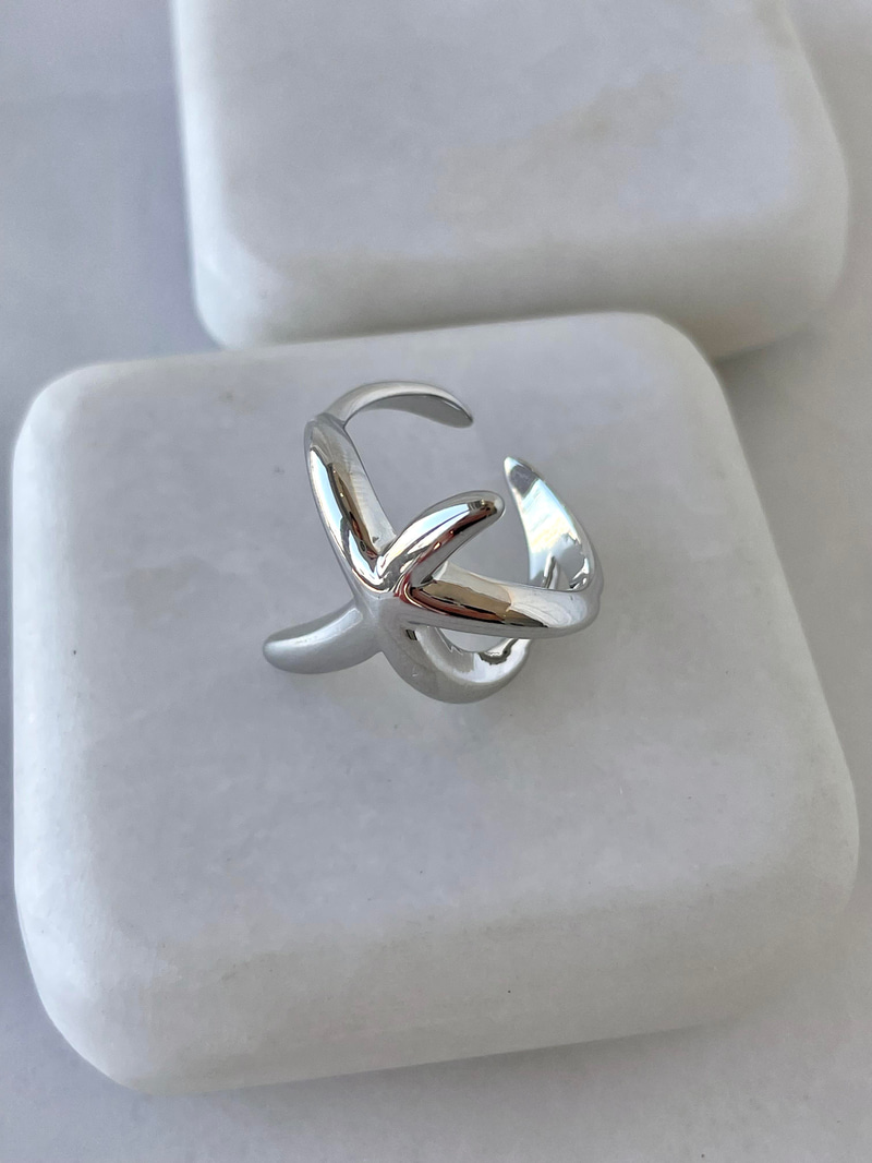 Altın Kaplama Bombeli Deniz Yıldızı Yüzük Gümüş