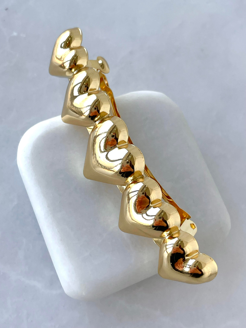 Metal Beşli Kalp Otomatik Toka Gold