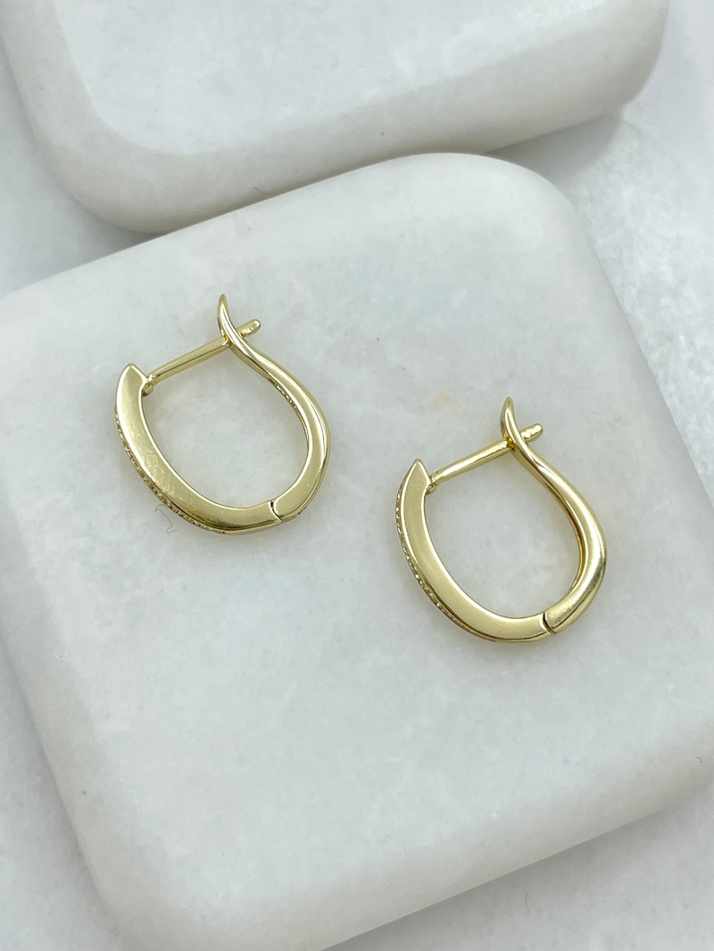 Özel Seri Zirkon Taşlı U Küpe Gold