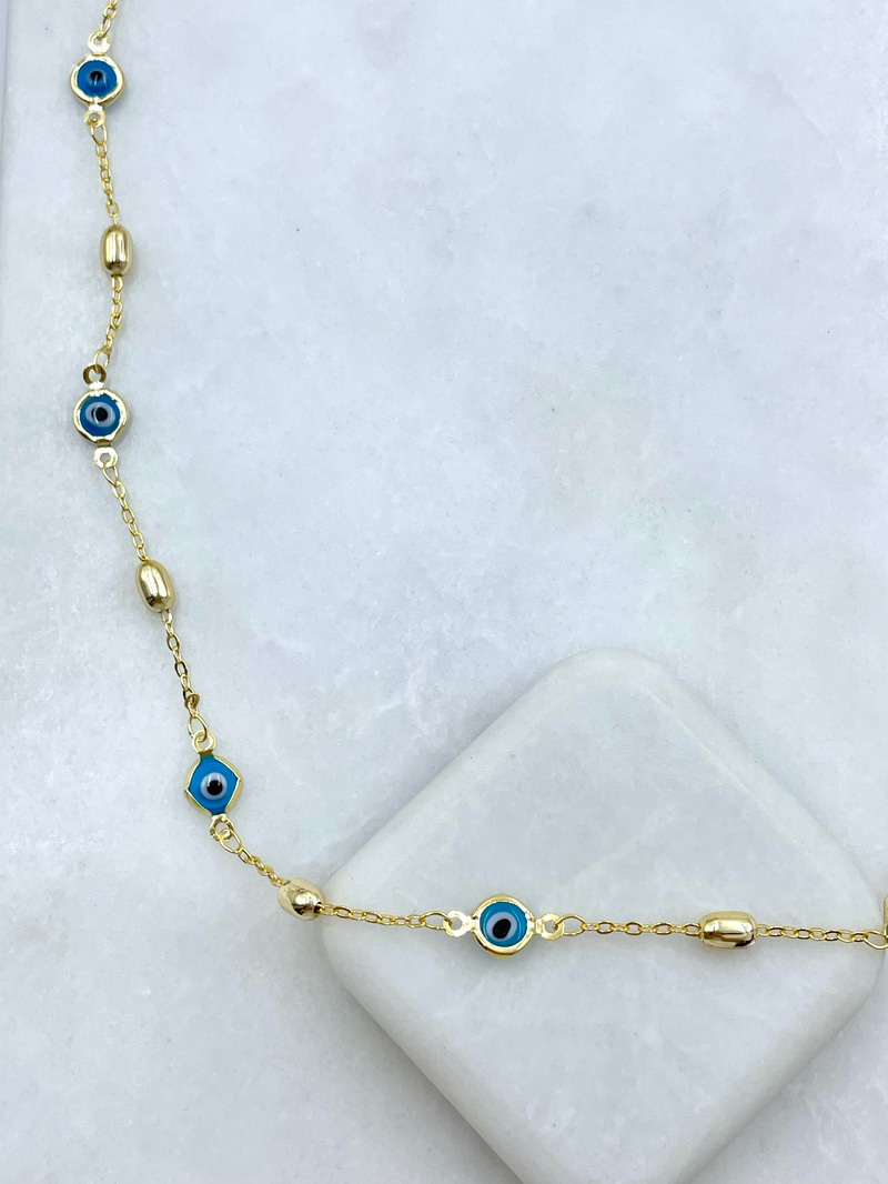 Altın Kaplama Gold Detaylı Nazar Kolye 95 cm Gold