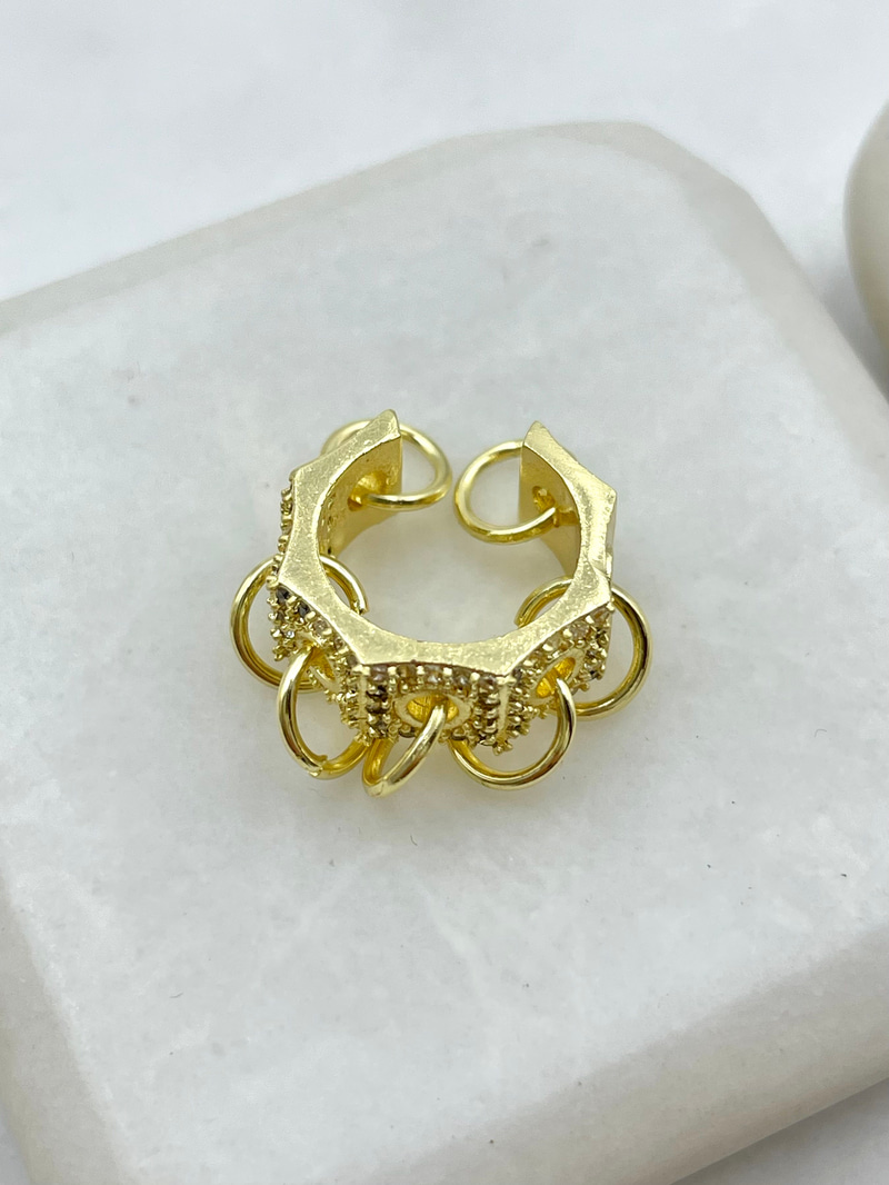 Halka Sallantılı Kıkırdak Küpe Gold