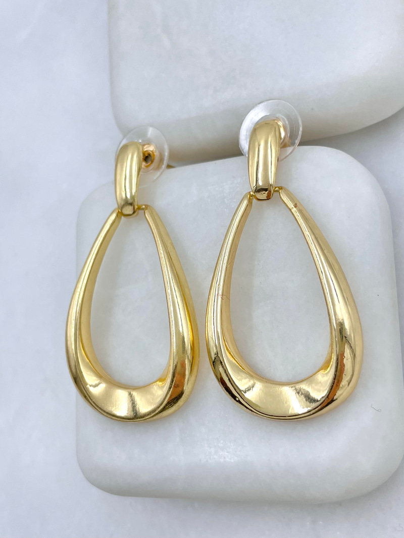 Altın Kaplama Uzun Asimetrik Sallantılı Vintage Küpe Gold