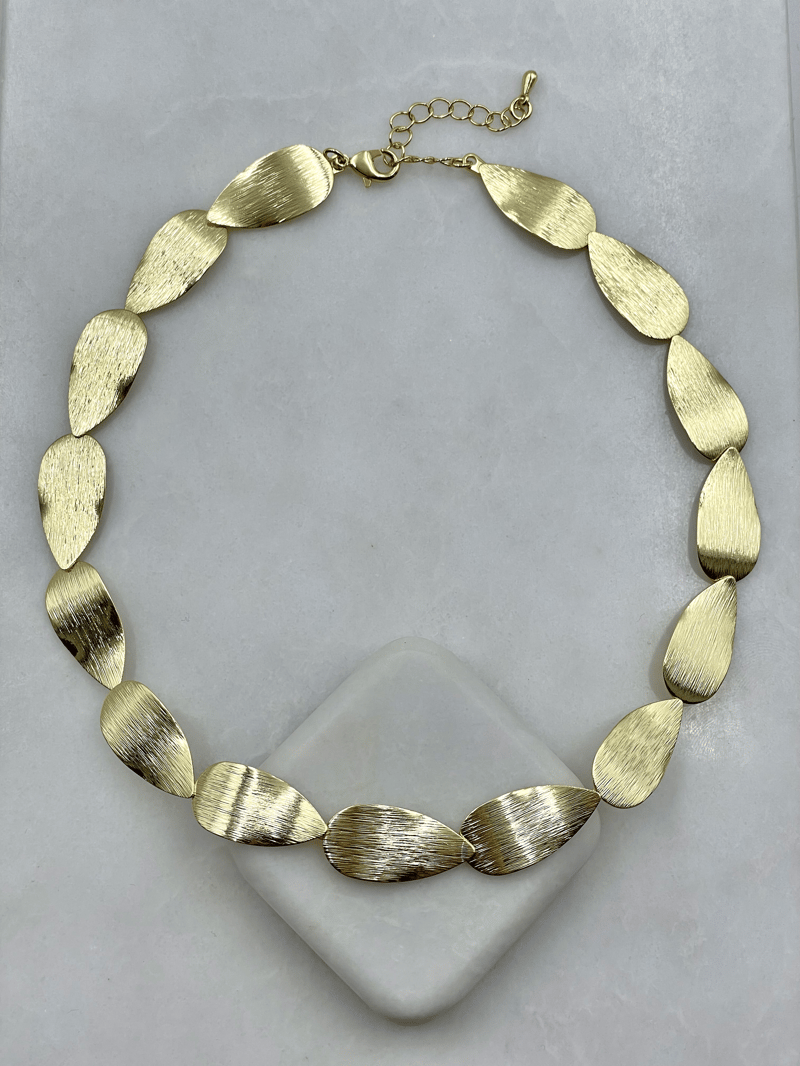 Altın Kaplama Dalga Plaka Kolye Gold