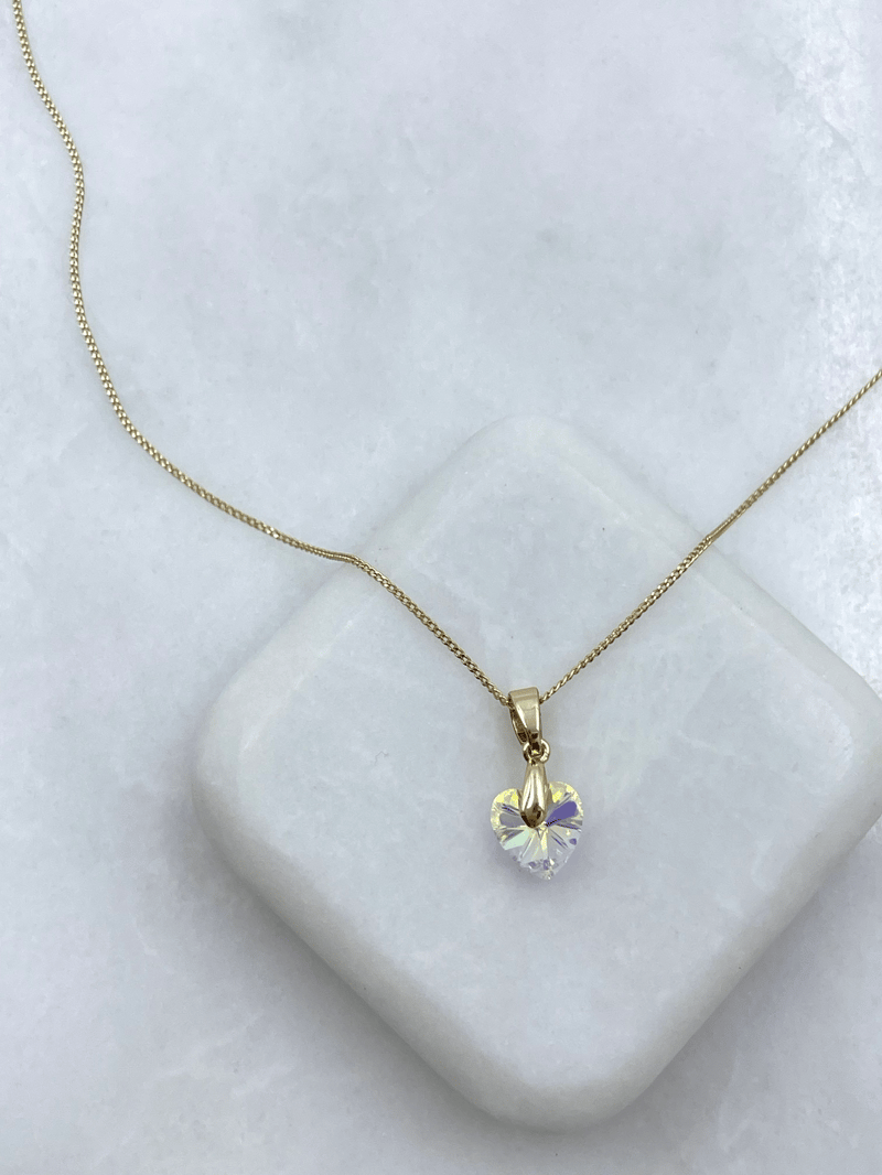 Özel Seri Swarovski Taşlı Kalp Kolye Gold
