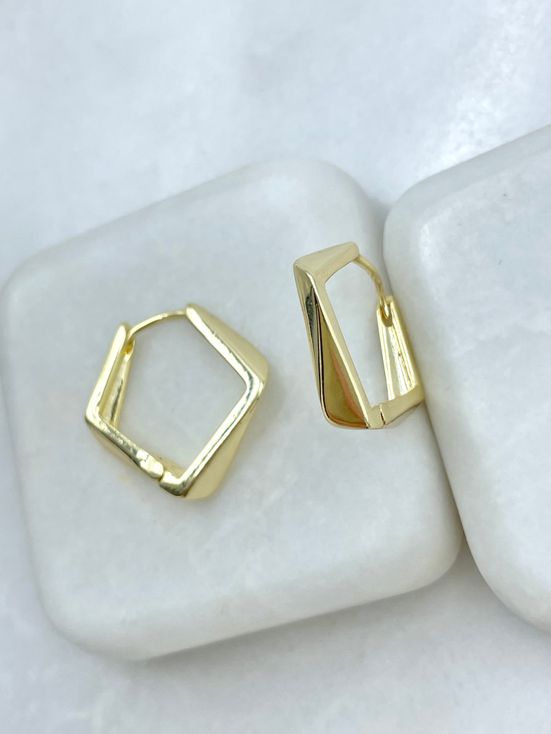 Altın Kaplama Köşeli Halka Küpe 2.2 cm Gold