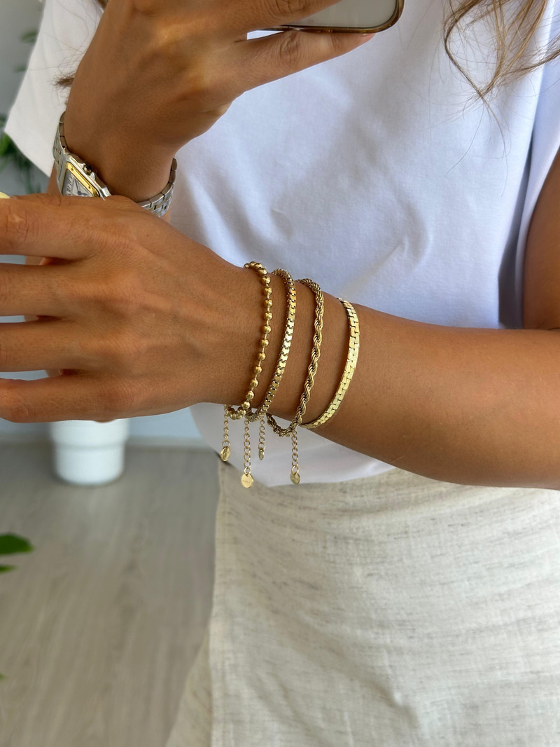 Çelik Ezme Plaka S Model Bileklik Gold