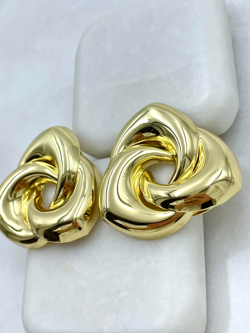 Altın Kaplama İç İçe OVal Küpe Gold