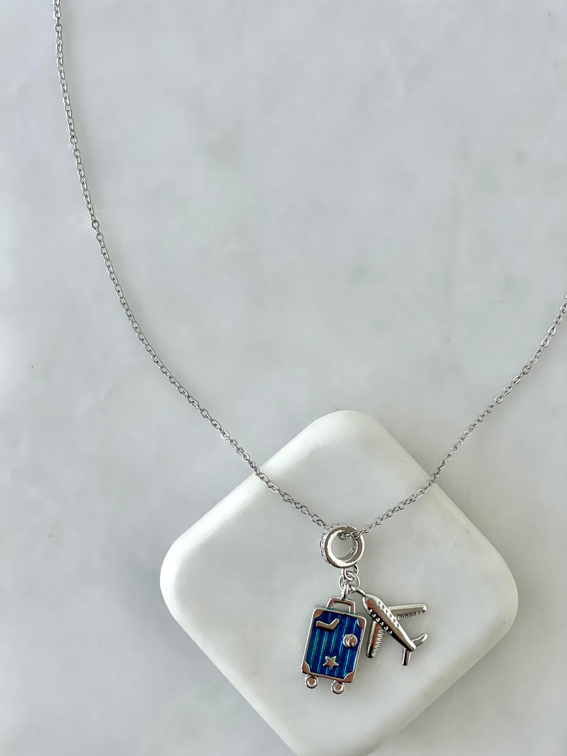 Çelik Seyahat Kolye Gümüş Renk