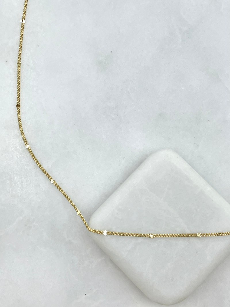 Altın Kaplama Minimal Pul Zincir Kolye 45 cm Gold