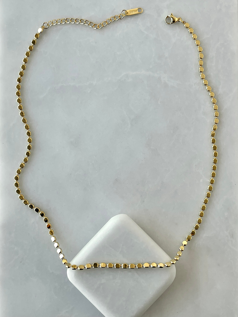 Çelik Ezme Pul Kolye 40 cm Gold