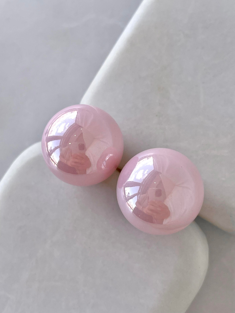 Cam İnci Sedefli Küpe Pembe