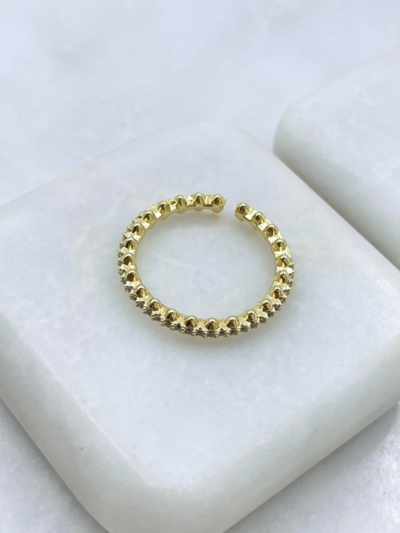 Altın Kaplama Dizi Gömme Taşlı Yüzük Gold
