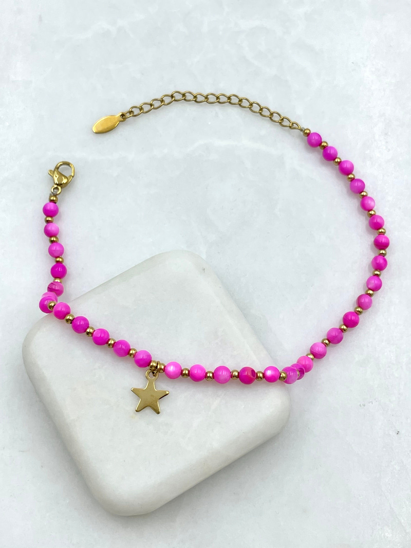 Yıldız Sallantılı Pembe Topçuk Halhal Gold