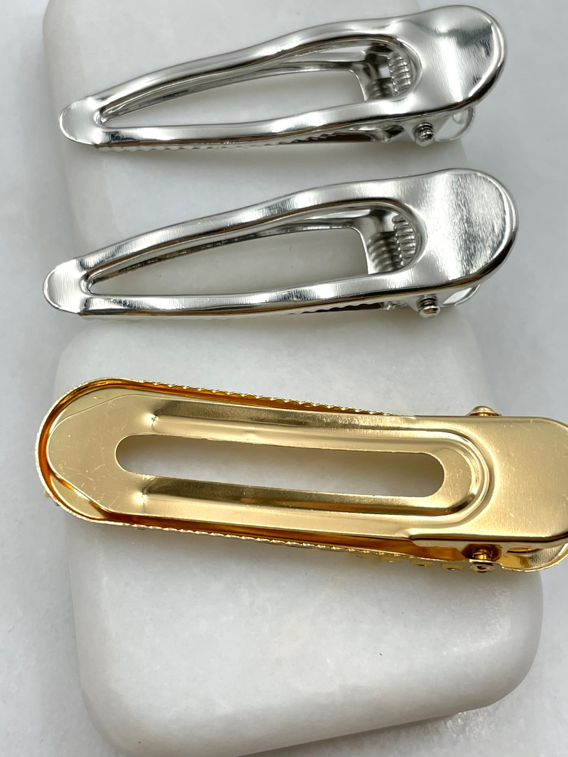 Kristal Taşlı Üçlü Oval Pens Toka Seti Gold