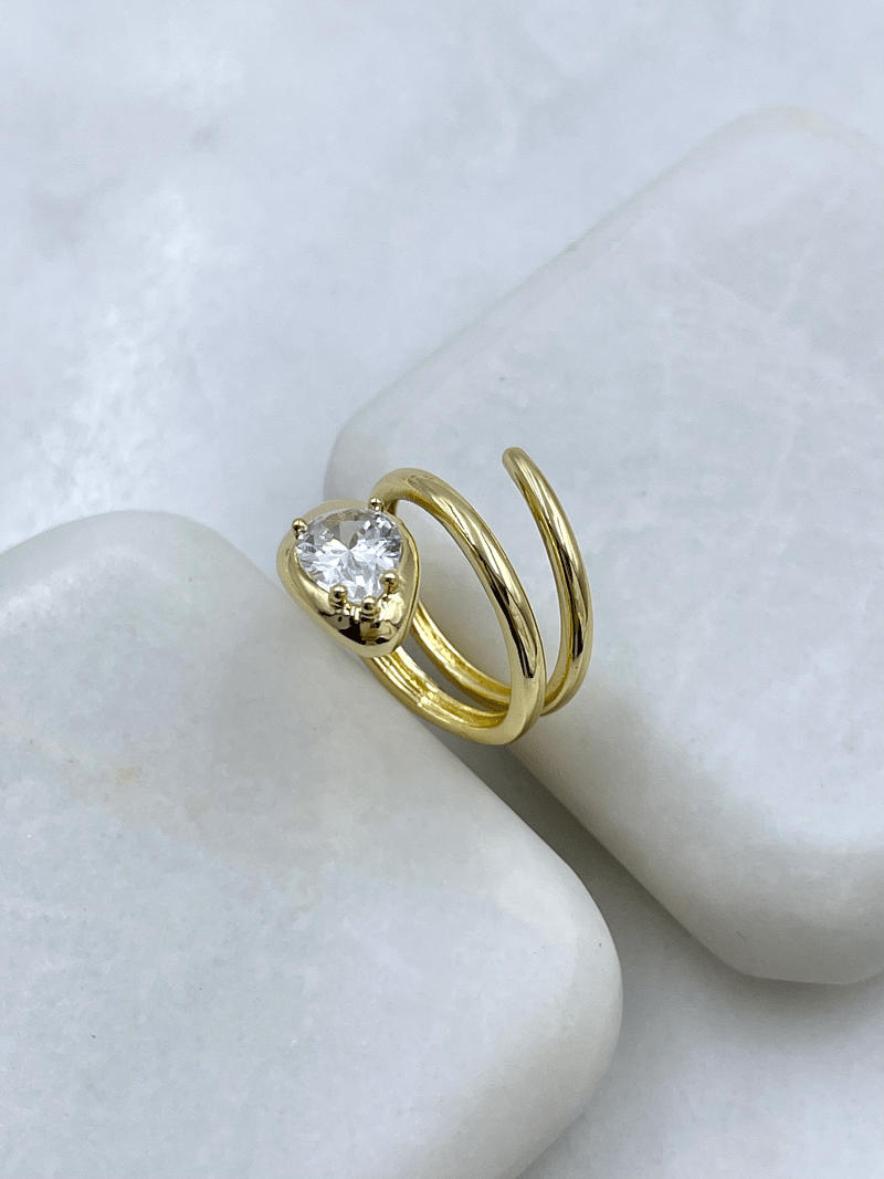 Altın Kaplama Zirkon Taşlı Yılan Model Serçe Parmak Yüzük Gold