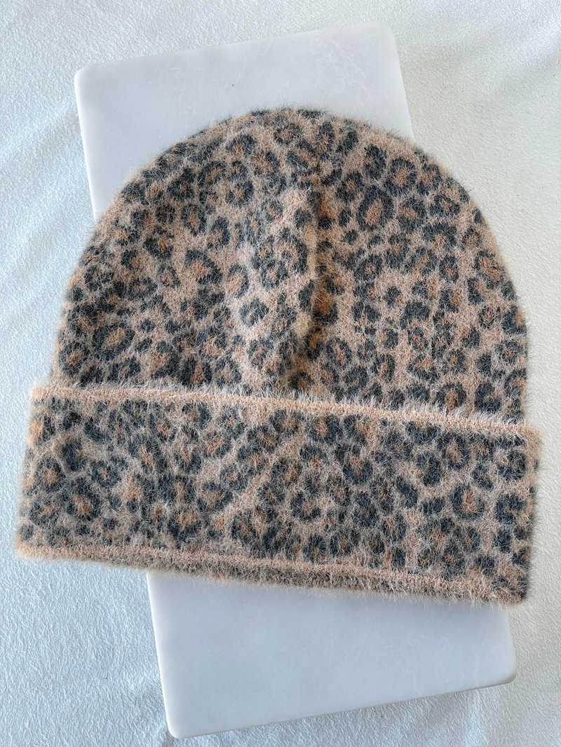 Yumuşak Dokulu Leopar Bere Bej-Kahve