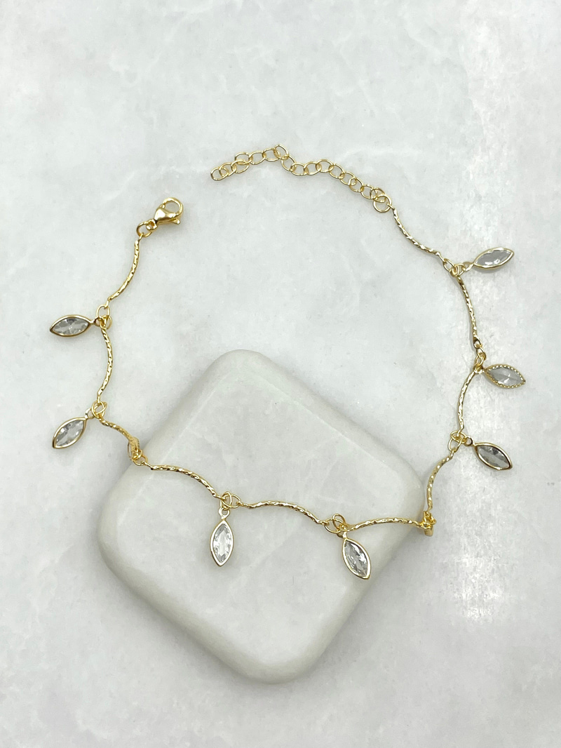 Damla Kristal Sallantılı Halhal Gold