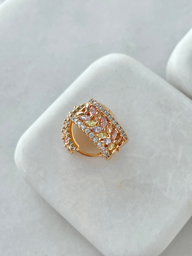 Özel Seri Pastel Renkli Oval Kristal Taşlı Halka Küpe