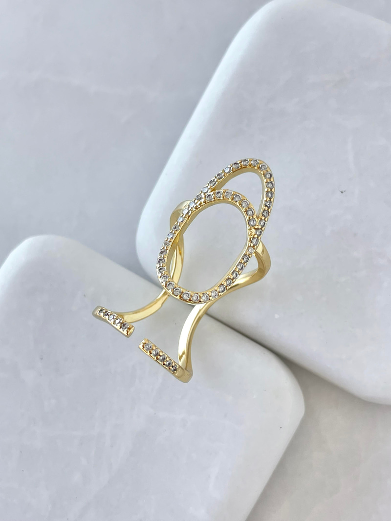 Altın Kaplama Gömme Taşlı Tırnak Yüzüğü Gold