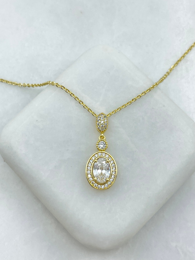 Özel Seri Kristal ve Gömme Taşlı Daire Kolye Gold