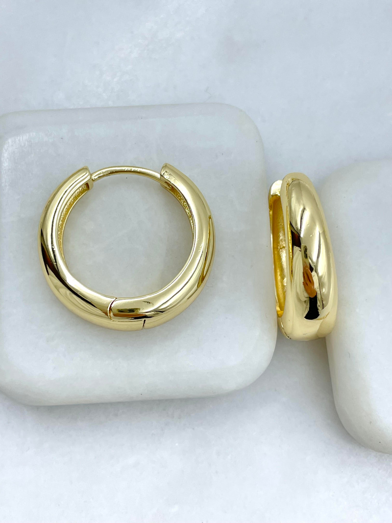Altın Kaplama Bombe Kesim Halka Küpe 2.8 cm Gold