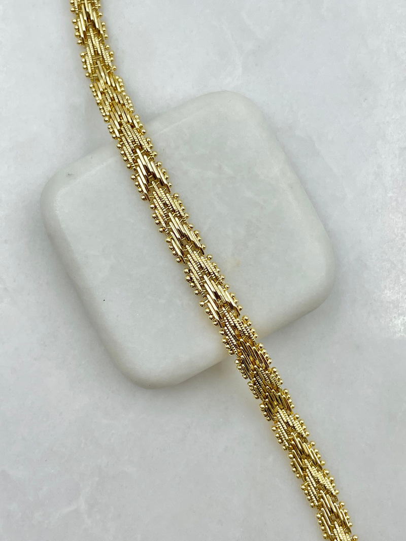 İşlemeli Işıltılı Bileklik Gold