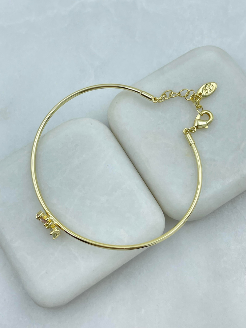 Altın Kaplama Minimal Taşlı Kelebek Kelepçe Bileklik Gold