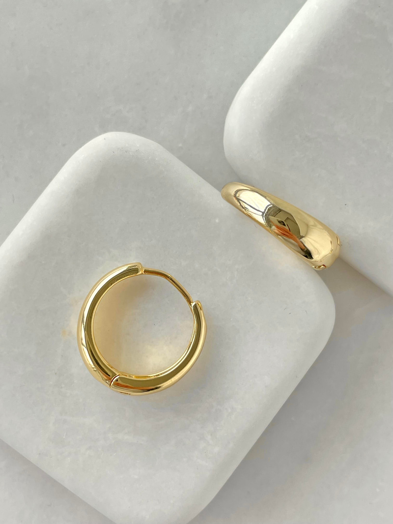 Altın Kaplama Oval Basic Halka Küpe Gold