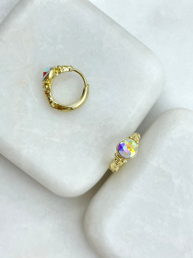 Özel Seri Vintage Swarovski Halka Küpe Gold