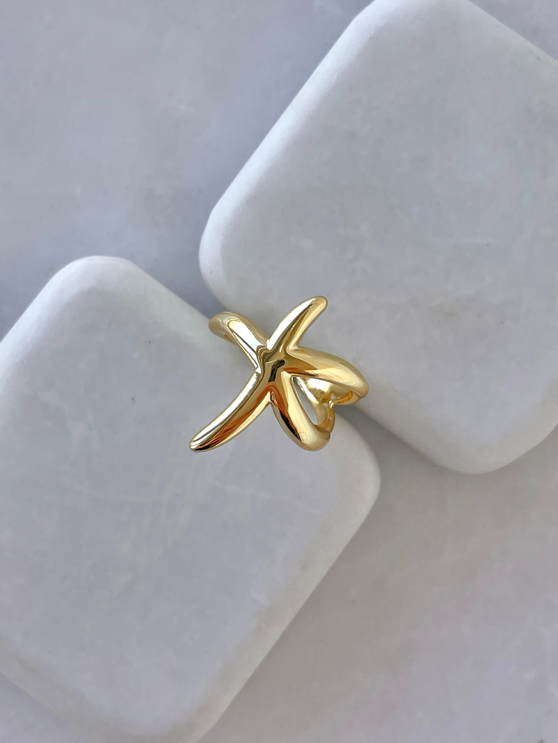 Altın Kaplama Bombeli Deniz Yıldızı Yüzük Gold