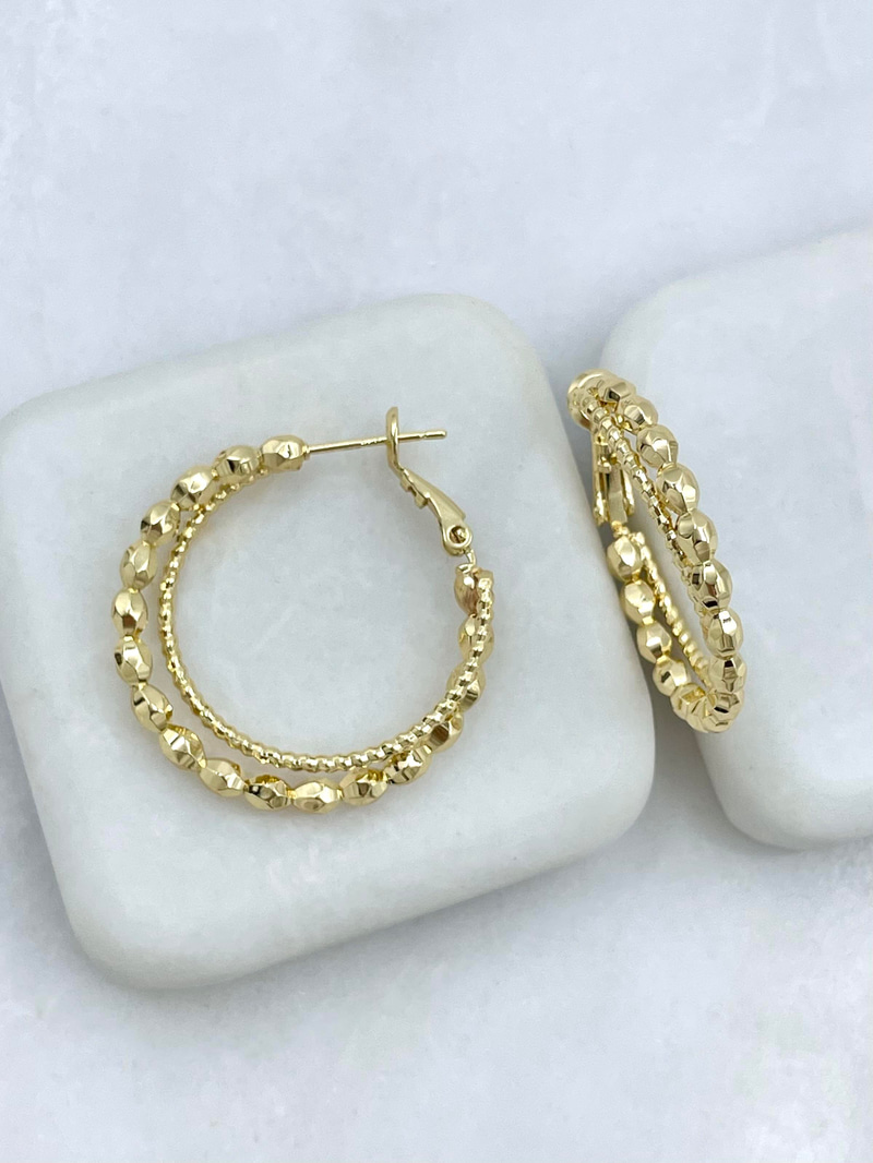 Altın Kaplama Büyük Küçük Disko Topu Halka Küpe Gold