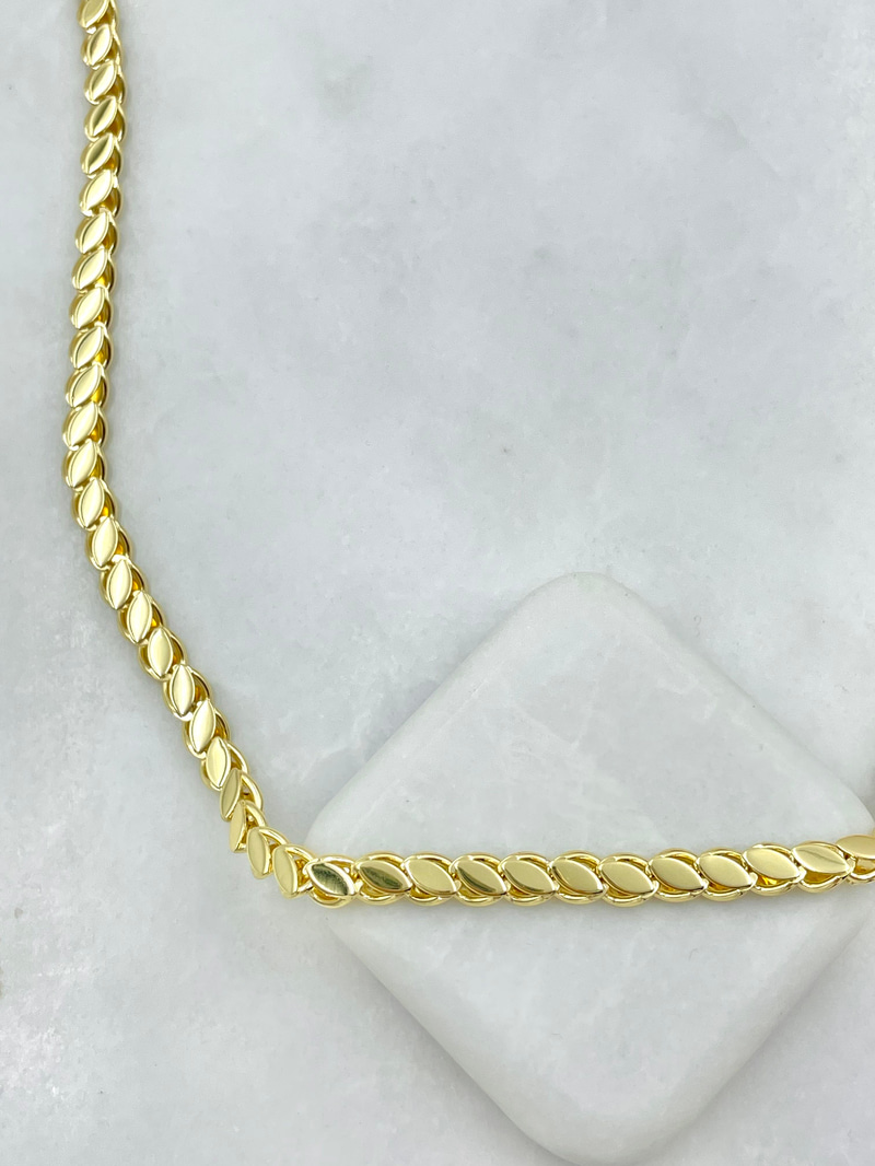 Çelik Arpa Zincir Kolye 60 cm Gold