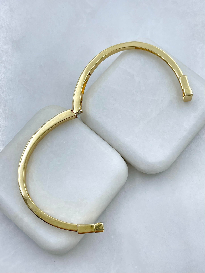Altın Kaplama Gömme Taşlı Sedefli T Model Bileklik Gold