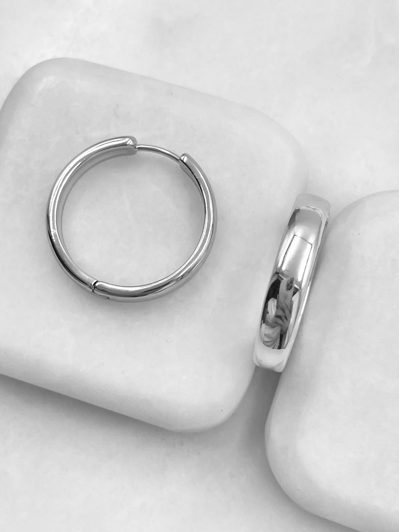 Özel Seri Kare Kesim Basic Halka Küpe 2.5 cm Gümüş
