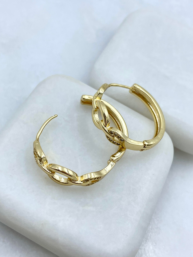 Özel Seri Zincir Model Halka Küpe Gold