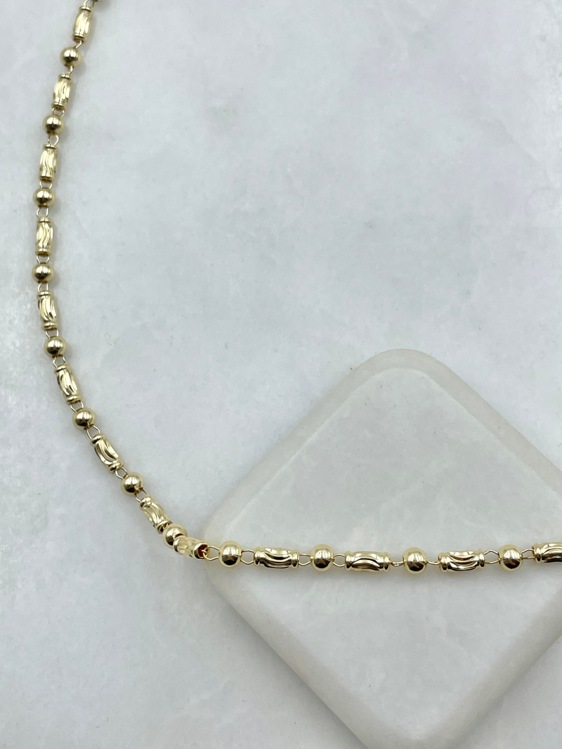 Topçuk ve Boru Zincir Kolye Gold