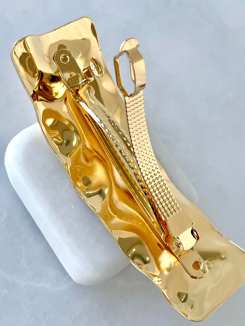 Metal Dalgalı Dikdörtgen Otomatik Toka Gold