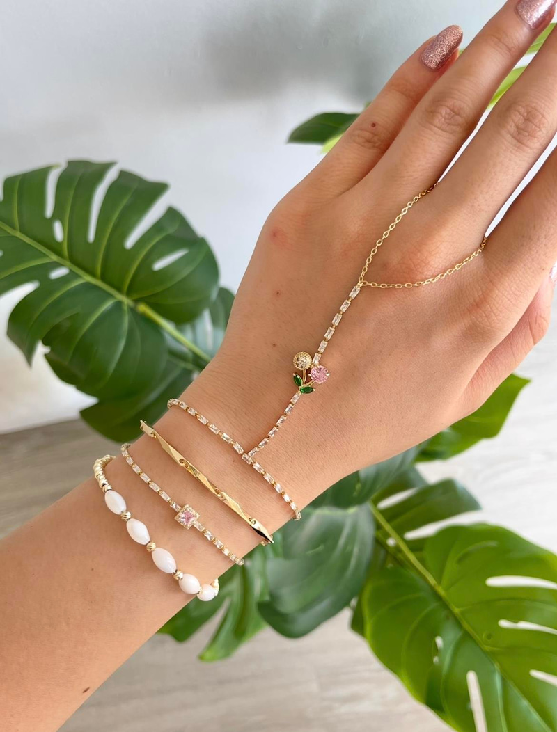 Altın Kaplama Işıltılı Kesim Bileklik Gold
