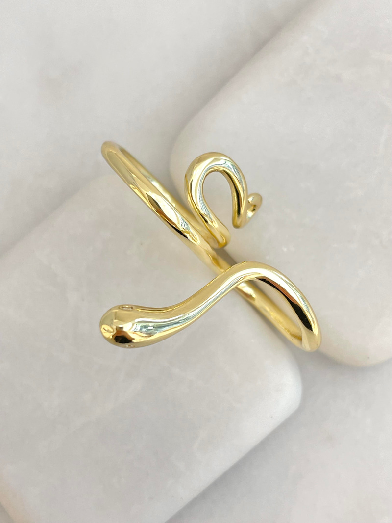 Altın Kaplama Sarmal Yılan Model Tasarım İkiz Yüzük Gold